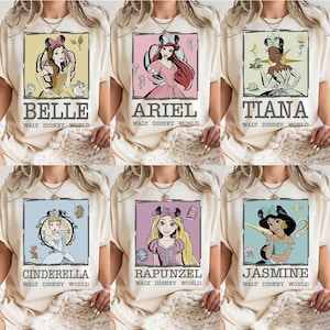 Disney Princess Shirt, Retro Cinderella Belle Rapunzel Ariel Snow White Jasmin Aurora Tee, Disney Trip Tee, Disney Girl Trip Shirt image 1