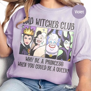 Disney Villains Bad Witches Club Comfort Color Tshirt, Villains Movie Homage Movie Shirt, Ursula Cruella Maleficent Evil Queen Halloween Tee