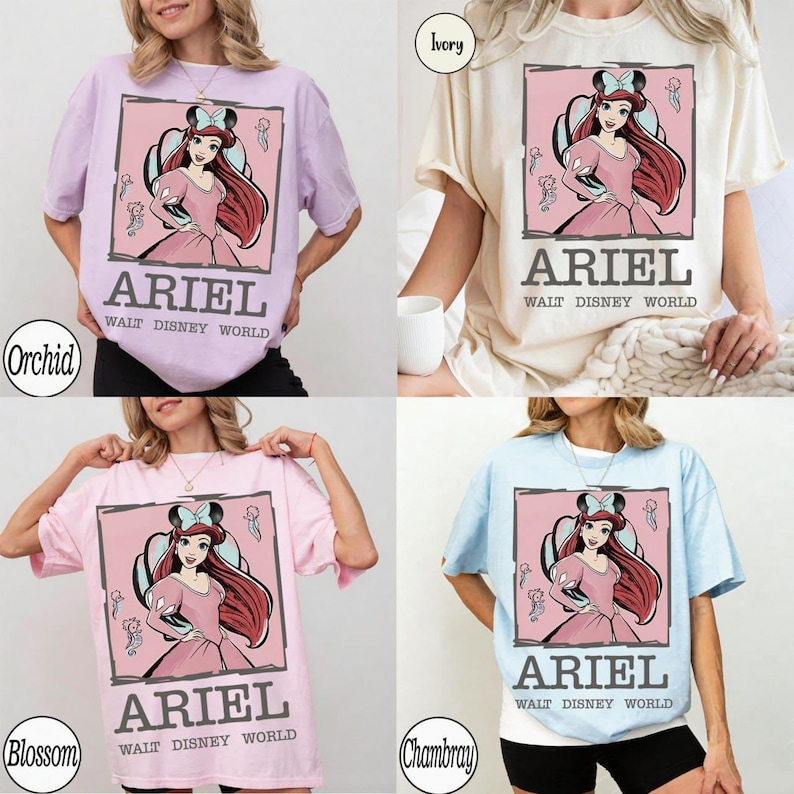 Disney Princess Shirt, Retro Cinderella Belle Rapunzel Ariel Snow White Jasmin Aurora Tee, Disney Trip Tee, Disney Girl Trip Shirt image 2
