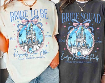 Personalized Disney Castle Bride Coquette Bow Shirt, Disney Bachelorette Party Shirt, Bride Pink Shirt, Bridal Shower Gift, Disney Bride Tee