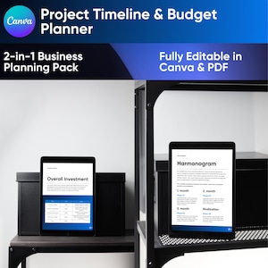Könnte beinhalten: Ein digitaler Tablet-Bildschirm zeigt eine Projekt-Zeitplan- und Budgetplanvorlage an. Die Vorlage trägt den Titel "Harmonogram" und enthält einen Zeitplan mit vier Phasen, die mit "1. Monat", "2. Monat", "3. Monat" und "Abschluss" gekennzeichnet sind.