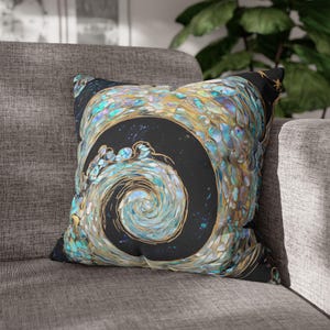 Korean Najeonchilgi Starry Night Pillow Cover, Mother of Pearl Swirl, Van Gogh Art (18x18)