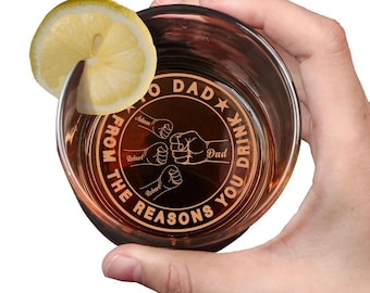 Personalized Whiskey Glasses - Custom Whiskey Glass- Customized Bourbon Glass for Men Dad Fathers Day - Engraved Dad Gifts