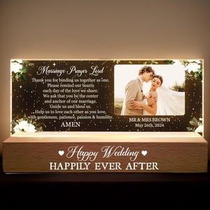 Personalisierter Acrylfoto-LED-Nachtlicht, benutzerdefinierter Gedenk-LED-Rahmen, Jubiläums-Geburtstags-Hochzeitsgeschenk für Hauspartydekor - glückliche Hochzeit
