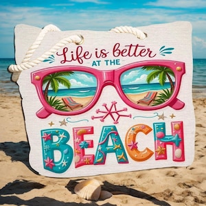 Sacola de praia de lona personalizada para clube de praia - Bolsa de praia grande personalizada - Bolsa de ombro de viagem personalizada - Presente de verão para ela