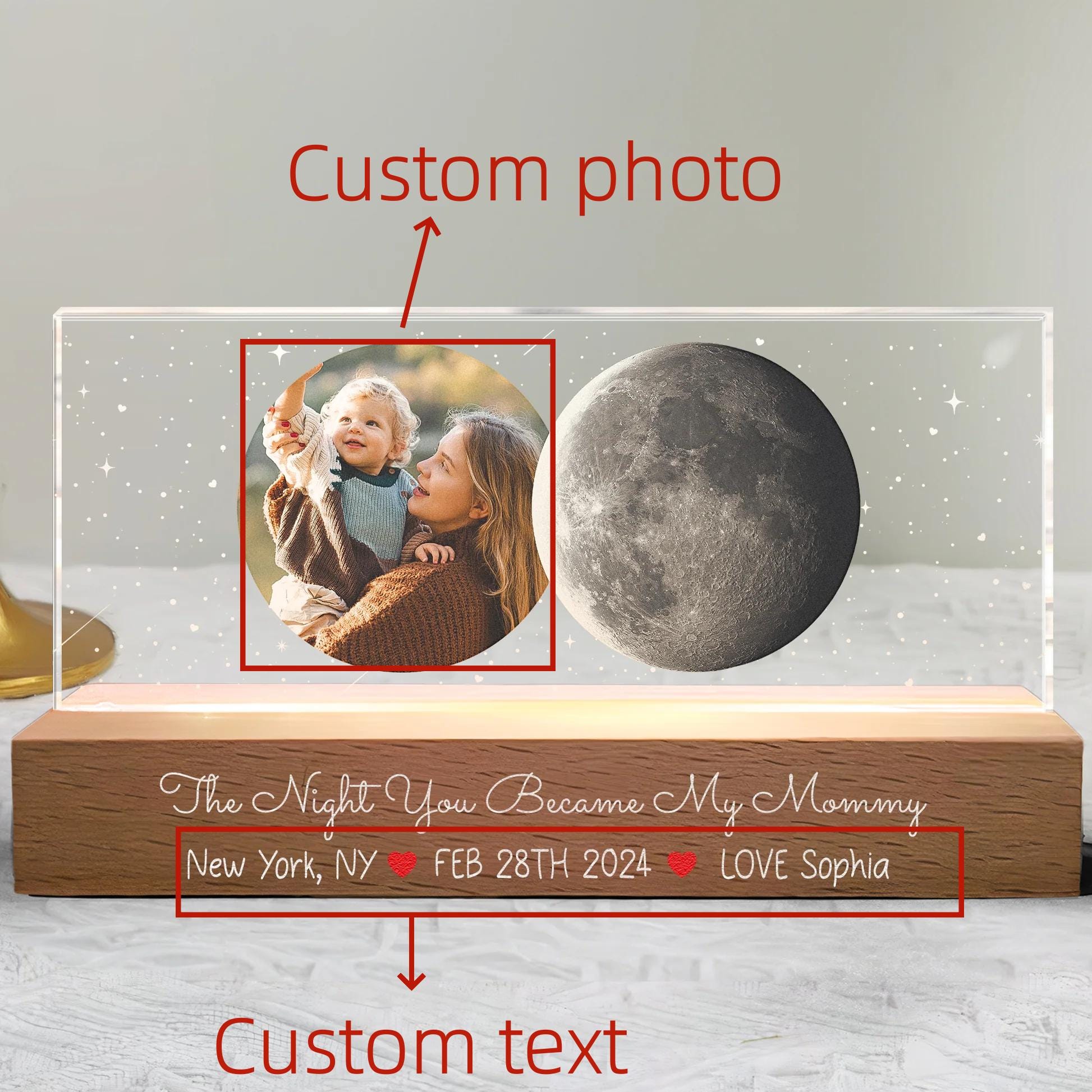 Moon Phase The Night You Became My Mommy Personalized Poster - TrendingCustom