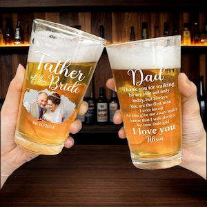 Personalized Tall Beer Glasses Set - Custom 16 oz Drinking Glasses for Craft Beer -Fathers Day Gifts - Bar Glasses & Glass Cups for Home Use