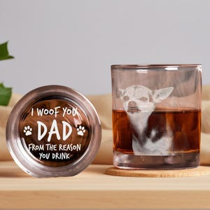 Custom Photo Whiskey Glass - Engraved Pictures Glass - Personalized Barware Gift for dad Men&#39;s Birthday Anniversary- bourbon glass