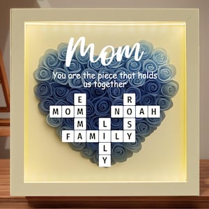 Personalized Flower Shadow Box with LED Light,Custom Rose Frame with Name,I love u Mom,Women Mommy Birthday Gift from Son,Mother&#39;s Day Decor