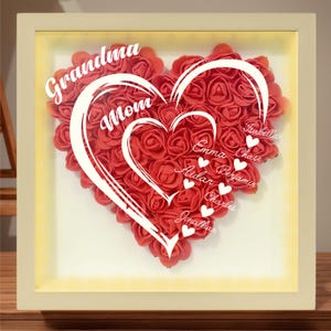 Personalized Name Flower Shadow Box with LED Light,Custom Heart Rose Frame,Mother&#39;s Day Birthday Gifts for Women Mom Grandma,HomeDecor