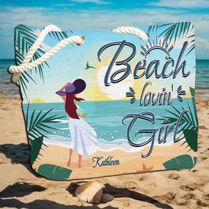 Custom Beach Club Tote,Personalized Canvas Beach Tote Bag,Customized Travel Shoulder Bag,Large Beach Bag,Summer Gift for her