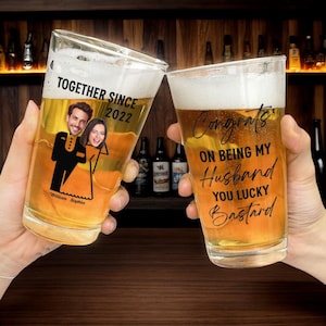 Personalized 16 oz Tall Beer Glasses Set - Custom Drinking Glasses for Craft Beer -Fathers Day Gifts - Bar Glasses & Glass Cups for Home Use