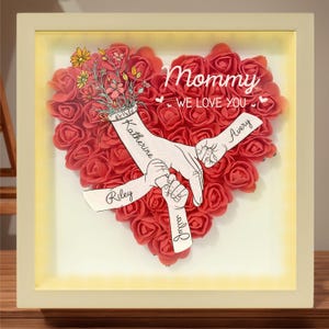 Personalized Name Flower Shadow Box with LED Light,Custom Frame,Mommy we love you,Mother&#39;s Day Birthday Gifts for Women Mom Grandma