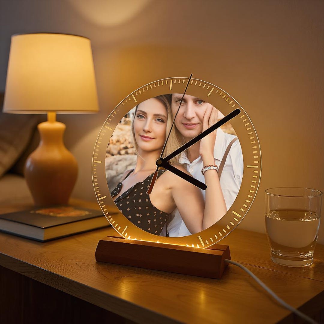 Personalized Photo Clock LED Night Light,custom Memorial LED Frame ...