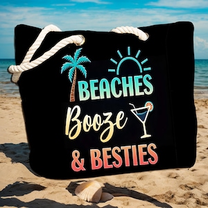 Sacola de praia de lona personalizada para clube de praia - Bolsa de praia grande personalizada - Bolsa de ombro de viagem personalizada - Presente de verão para ela