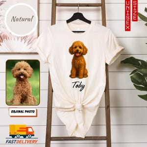 Custom Pet Portrait T-Shirt, Personalized Dog Shirt With Name, Cartoon Style Pet Drawing, Chihuahua Gift For Dog Lovers, Pet Memorial Tee
