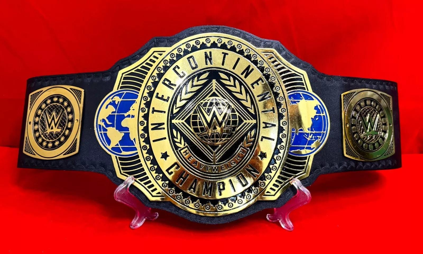 WWE Intercontinental Championship Replica Belt: Brass Plates, Leather Strap, Custom Name