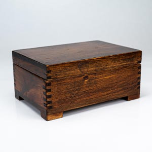 1970s Wooden Trinket Box, Dark Stained Jewelry Keepsake Case