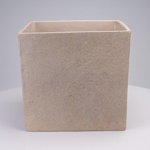 Square Textured Ceramic Planter Minimalist Cube Pot Taupe Stone Germany