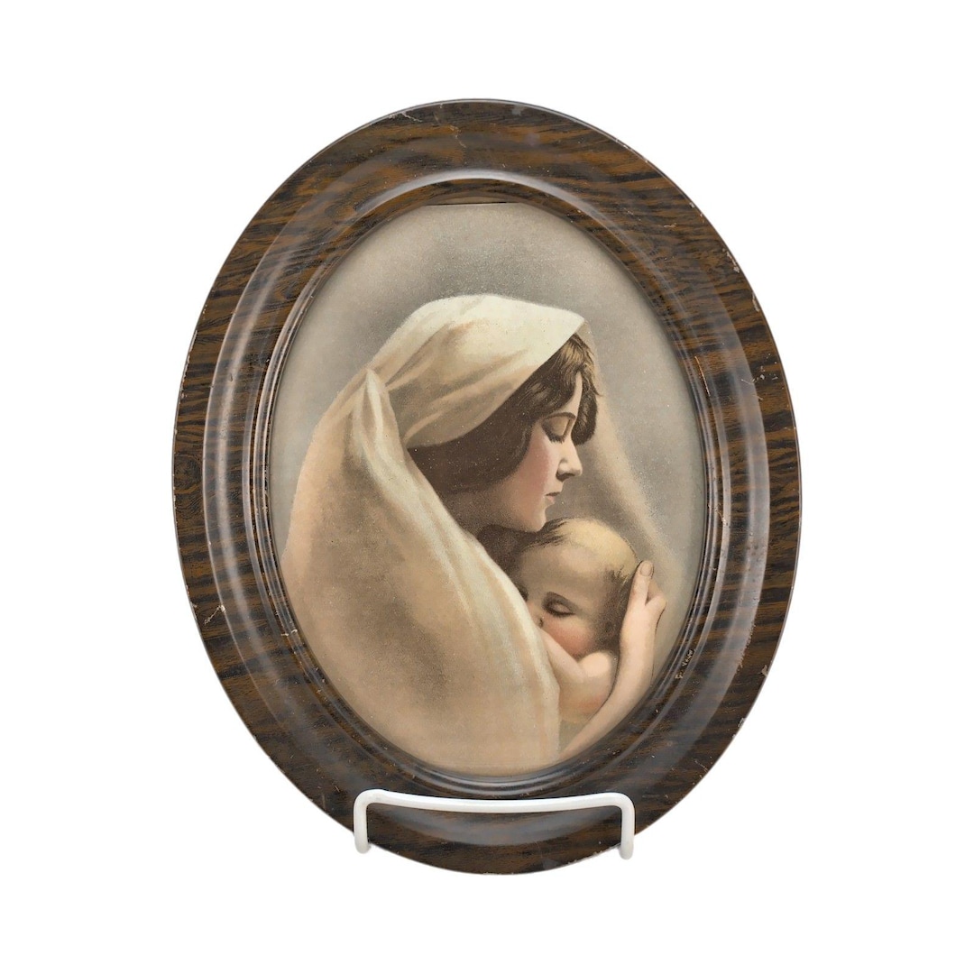 Vintage Madonna and Child Oval Framed Print William H. Partridge Early ...