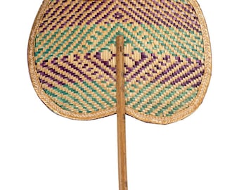 Abanico de mano de bambú tejido de la Villa Primitiva Saujana Loyang de Singapur, década de 1930