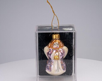 Vintage 2000s Target Glass Angel Christmas Ornament Hand Crafted in Box