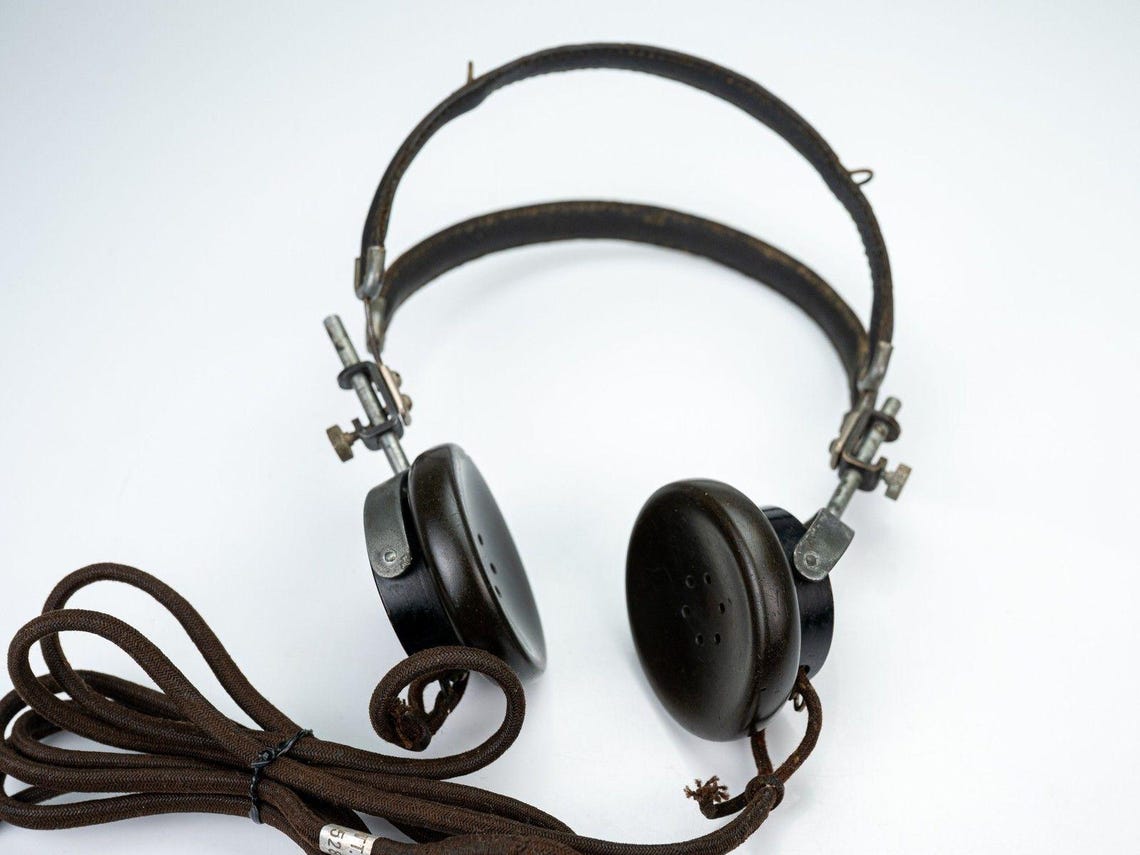 Antique 528 Northern Electric Co Radio Operator Headphones 1931 Patent Steampunk, foto 2 di 5