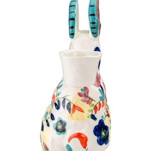 Anthropologie Bougeoir conique en céramique, figurine florale, lièvre bohème, lièvre bohème image 6