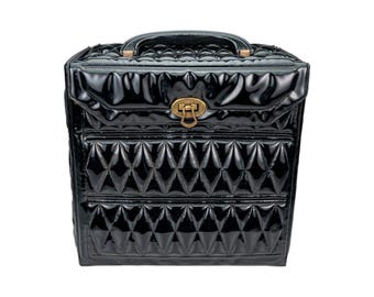 Vintage Disc Mate by Casecraft Quilted Black Vinyl 45 RPM Record Storage Case