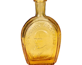 Benjamin Franklin Bernsteinglas Flasche, Vintage Sammler Porträt Flasche 3 ""