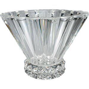 Fluted Rosenthal Blossom Crystal Flared Bowl with Diamond Cut Base Centerpiece