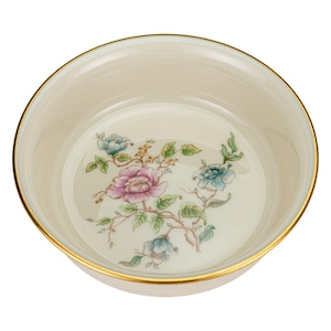 Lenox Morning Blossom Porcelain Small Bowl with Gold Rim and Peony Motif