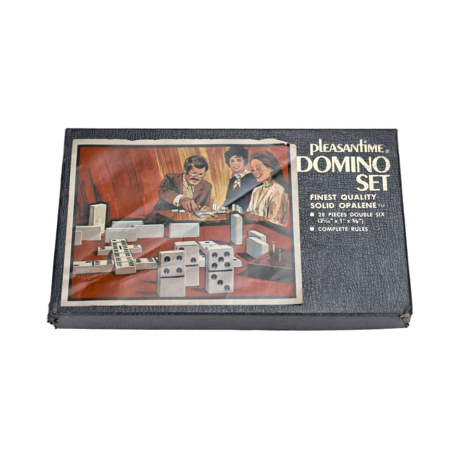 Pleasantime Domino Set Double Six Solid Opalene 28 Pieces Vintage