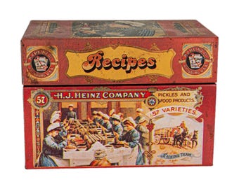 vintage H.J. Heinz Company 57 variétés de recettes boîte en fer blanc
