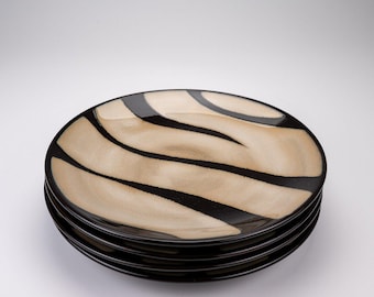 Pier 1 Imports Zebra Hand-Painted Stoneware Salad Plates Set of 4 Animal Print