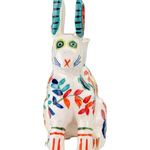 Anthropologie Bougeoir conique en céramique, figurine florale, lièvre bohème, lièvre bohème image 2
