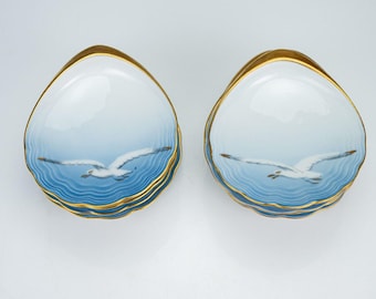 8 platillos de porcelana con forma de concha de gaviota de Bing & Grondahl para mantequilla #200
