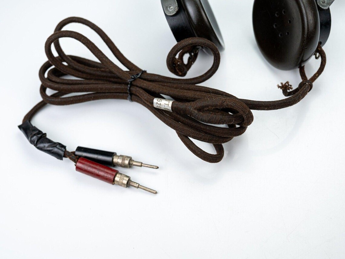 Antique 528 Northern Electric Co Radio Operator Headphones 1931 Patent Steampunk, foto 3 di 5