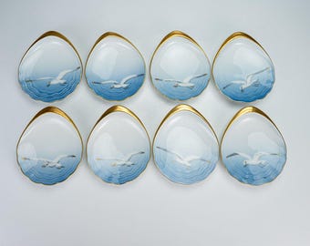 8 platillos de porcelana con forma de concha de gaviota de Bing & Grondahl para mantequilla #200