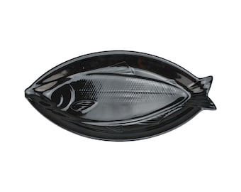 Studio Nova Black Fish Shaped Platter Ceramic Serving Dish Seafood Decor