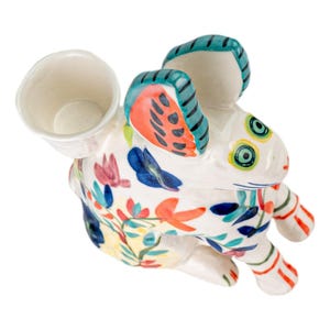Anthropologie Bougeoir conique en céramique, figurine florale, lièvre bohème, lièvre bohème image 9