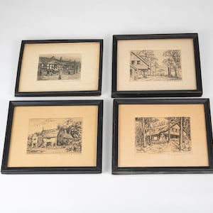 Set of Four Margaret H. Wright Signed Etchings Wynwood Shakespeare England