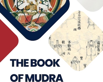 May include: A book cover titled "THE BOOK OF MUDRA" with illustrations of hand gestures used in Koryu martial arts, Ninjutsu, and esoteric Buddhism. The cover features a detailed illustration of a seated figure and hand diagrams.