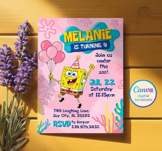 Bob Birthday invitation, printable invitation, Under The Sea Party invite template, editable invitation, boy girl birthday, first second