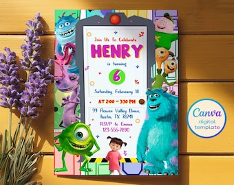 Monster birthday Invitation, printable Monsters University template, Editable monster inc evite halloween boo-day party, 1st Birthday Invite
