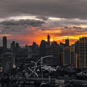 Sunset Cityscape 4k Digital Photography Print | City Skyline, Urban Landscape Desktop Wallpaper Background Download, Manila, Philippines