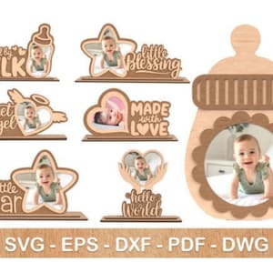 Baby Photo Frame SVG Bundle | Laser Cut Files for Nursery Decor | Newborn Keepsake | Baby Shower Gift | Glowforge & Cricut Compatible