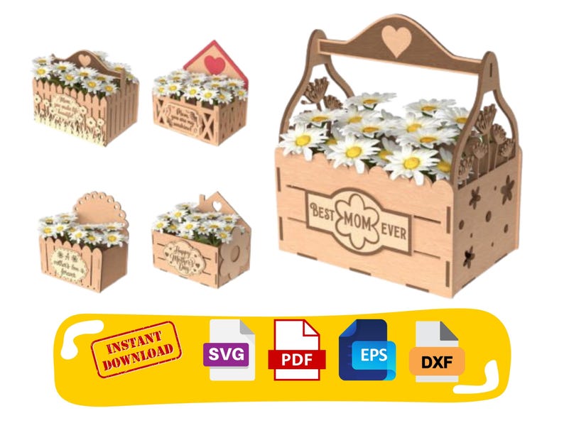 Mother’s Day Flower Box SVG | Laser Cut Gift Box Files | Wood Acrylic ...