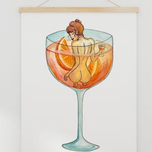 Aperol Spritz-print | Schattig eigenzinnig grillig | Cocktailkunst | Decoratie barwagen | Cadeau kunstafdruk