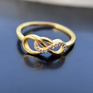 Moissanite Infinity Ring in Gold Plated 925 Silver | Dainty Infinity Band | Minimal Promise Ring | Anniversary Gift for Her